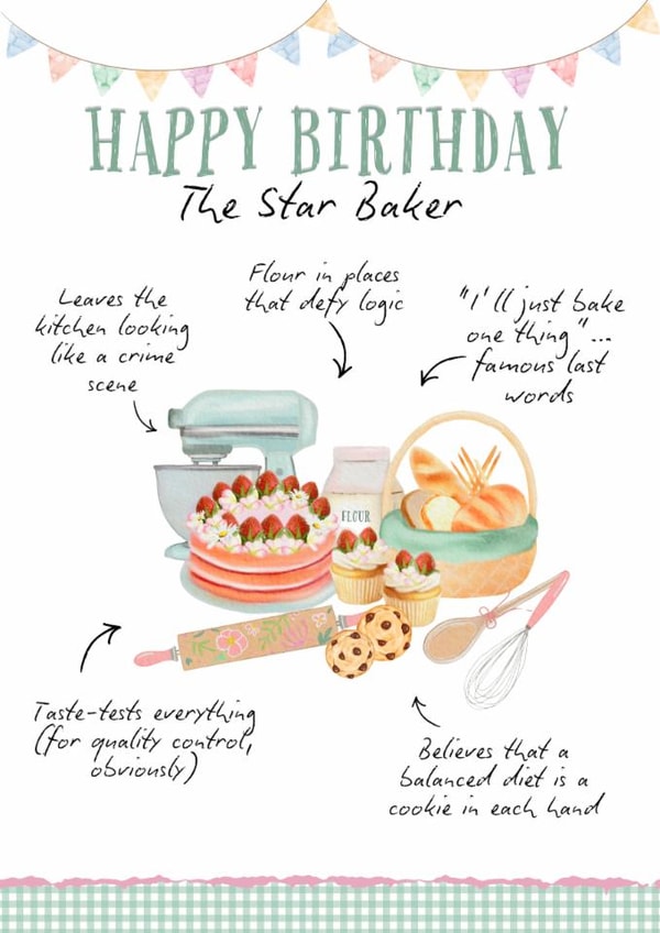 Funny Birthday Card - The Star Baker created by Petal & Paper Co.