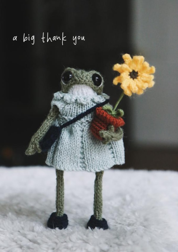 Cute Thank You Card - Frog - Plant - Heknitt created by lil wabbit