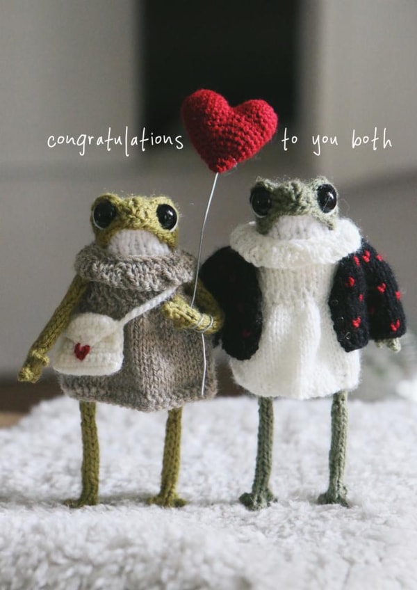Cute Wedding/Engagement Card - Knitted Frog Couple - Heknitt created by lil wabbit