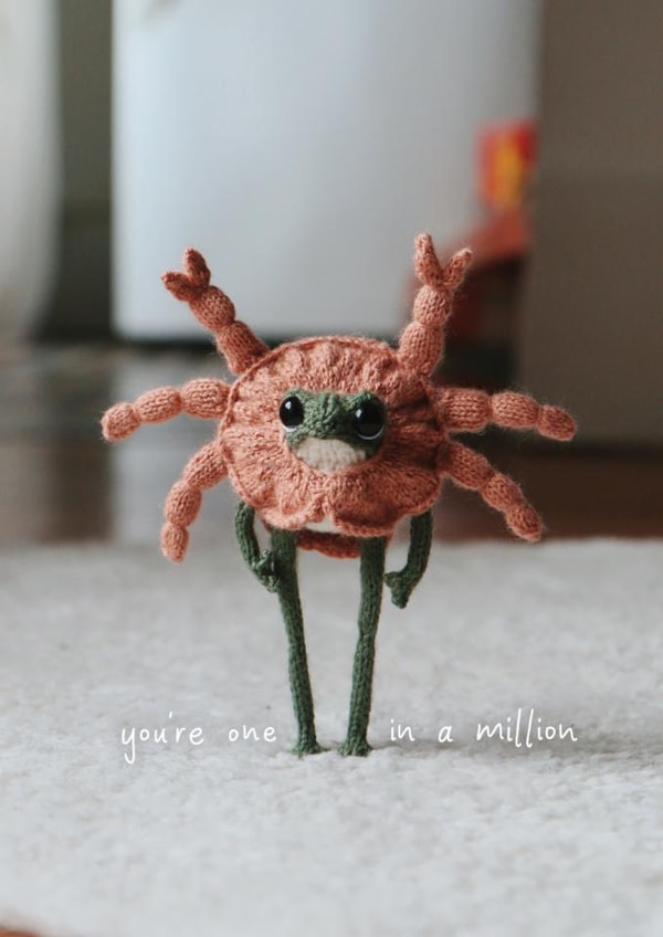 Cute Birthday Card - You're One In A Million - Frog - Crab - Heknitt created by lil wabbit