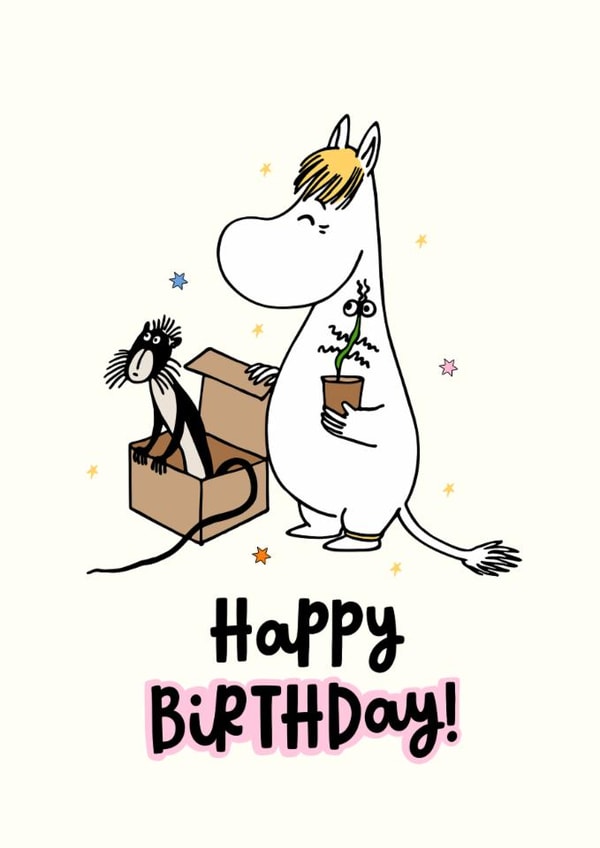 Cute Birthday Card - For Her - Moomin - Cat In A Box created by Moomin Characters
