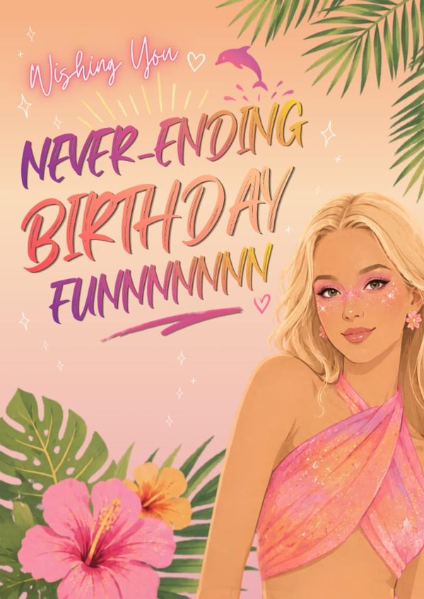 Zara Larsson Inspired Midnight Sun Tropical Birthday Card For Her created by Blush Boulevard