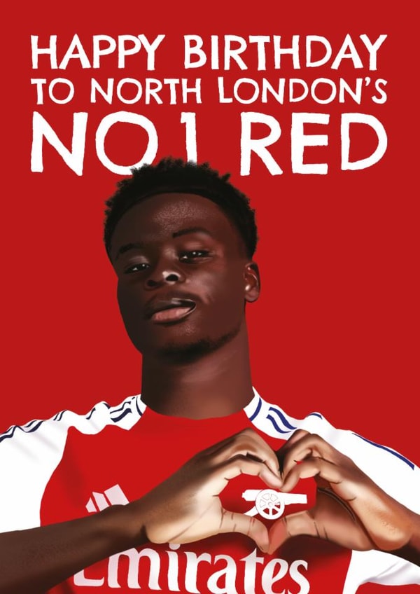 Arsenal Birthday Card - Bukayo Saka - Arsenal - North London's No.1 Red created by AbiGoLucky