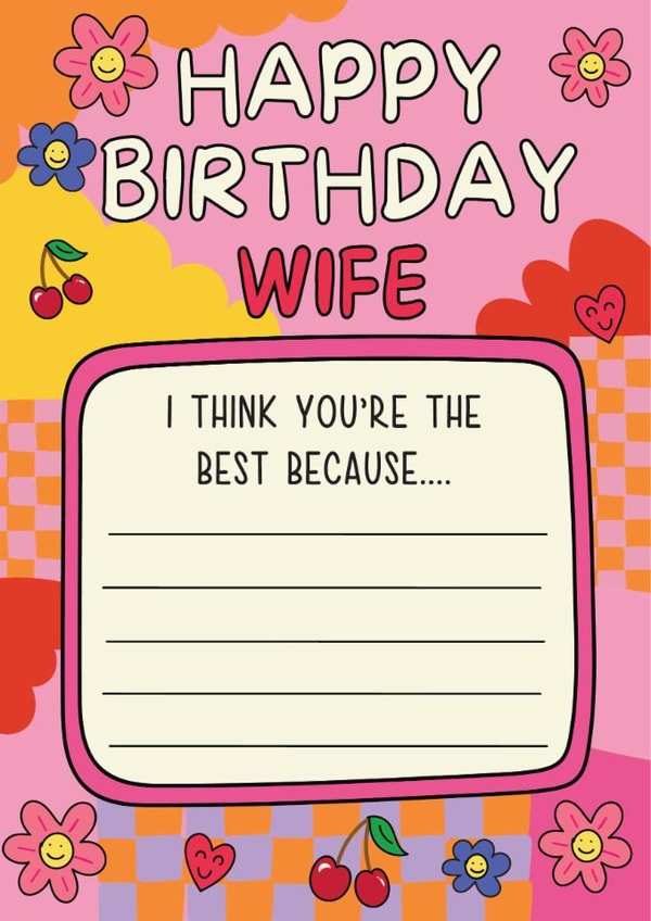 Classic Birthday Card - For Wife - I Think You're The Best Because created by @Laura Lonsdale Designs