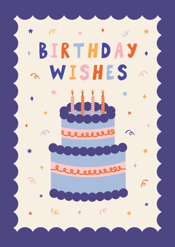 Retro Birthday Cake Card for Friend with Bold Typography and Candles created by Sad Girl Illustration