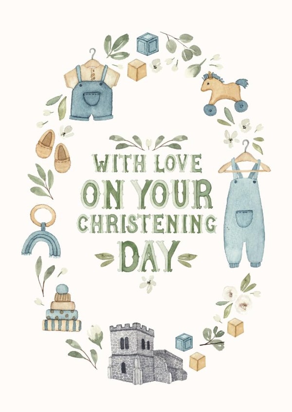Classic Christening Card - Eucalyptus - With Love created by Elena O'Neill