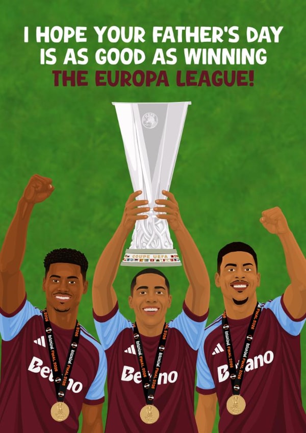 Aston Villa Father’s Day Card - Europa League Champions - Aston Villa Players created by Pink Peach Cards