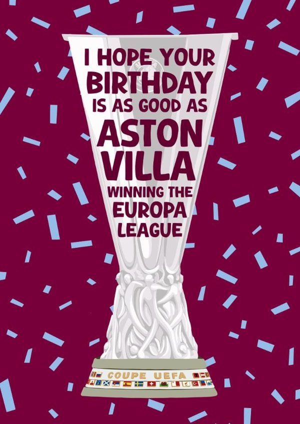 Aston Villa Birthday Card - AVFC Europa League Trophy created by Pink Peach Cards