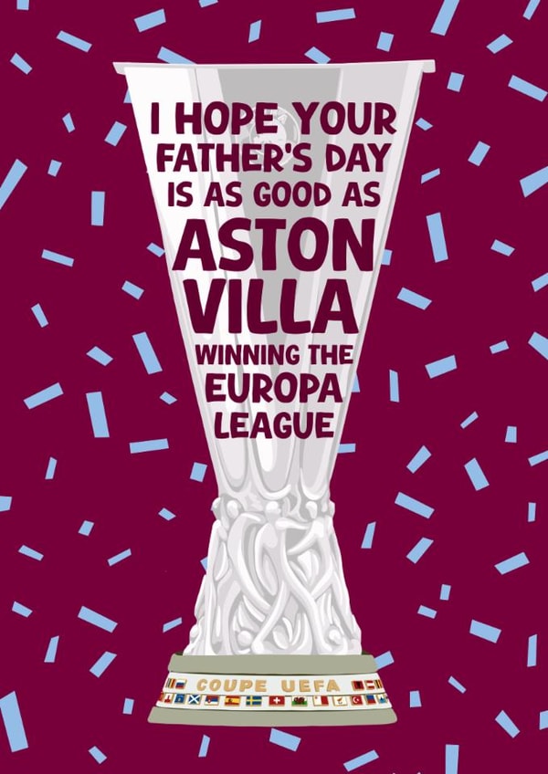 Aston Villa Father’s Day Card - AVFC Europa League Trophy created by Pink Peach Cards