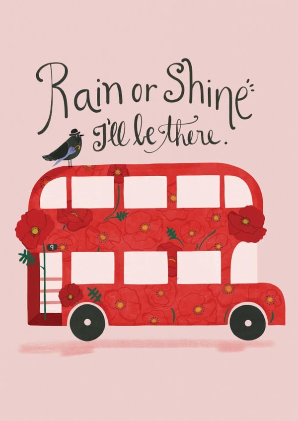 Rain or Shine Friendship Card with Floral London Bus created by Becoming Flor