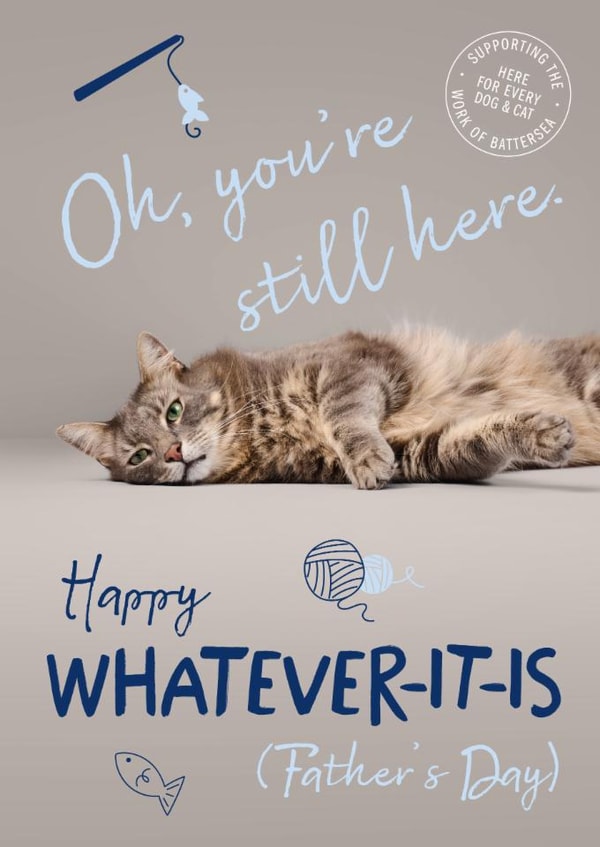 Cheeky Father's Day Card - Unbothered Cat - Battersea Dogs And Cats Charity created by Cardology