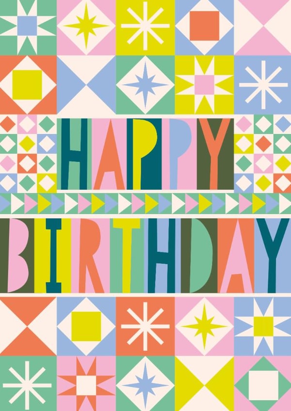 Classic Birthday Card - Patchwork Quilting Pattern created by Jane Farnham Designs