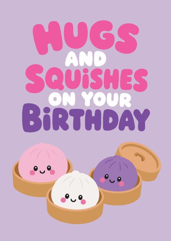 Cute dumpling squishy kawaii bao bun themed birthday card - For Daughter / Niece created by Tiger Feet Creations