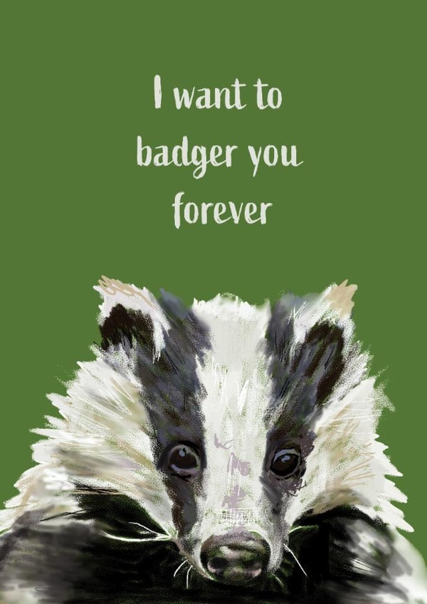 Cute Valentine card for significant other - badger - nature created by Holly T Burrows