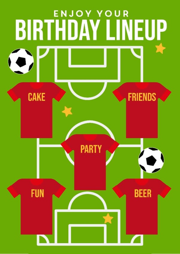 Classic Birthday Card - Football Lineup created by @sophie robbens