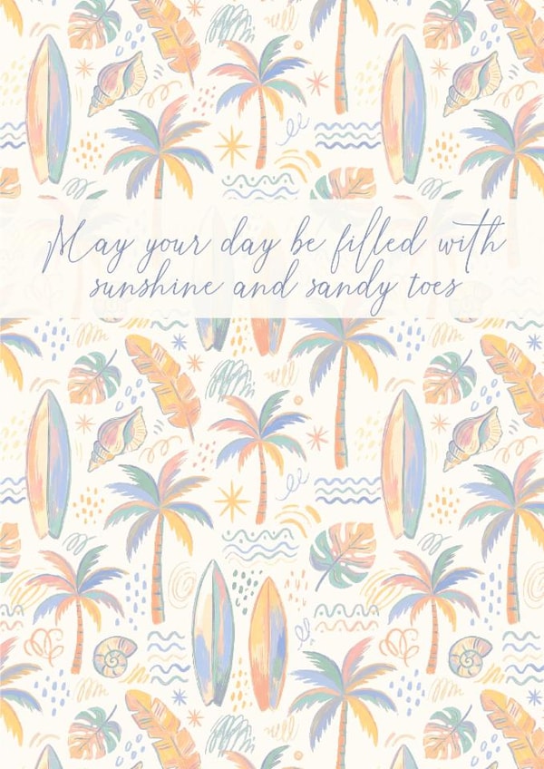 A beach themed card for multiple occasions created by delicate brush