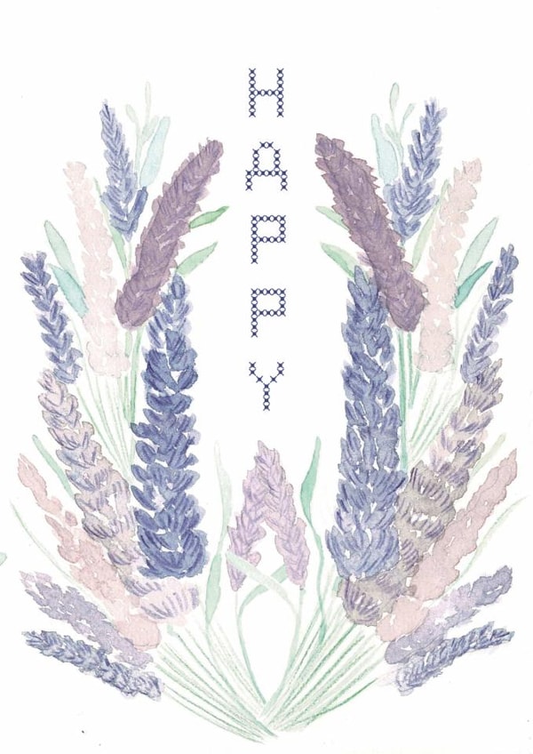 Pretty Watercolour Lavender Floral Happy Birthday Card created by Charlotte Sworn