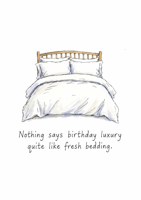 Birthday card, fresh sheets, fresh bed, adulting created by Artzen Island