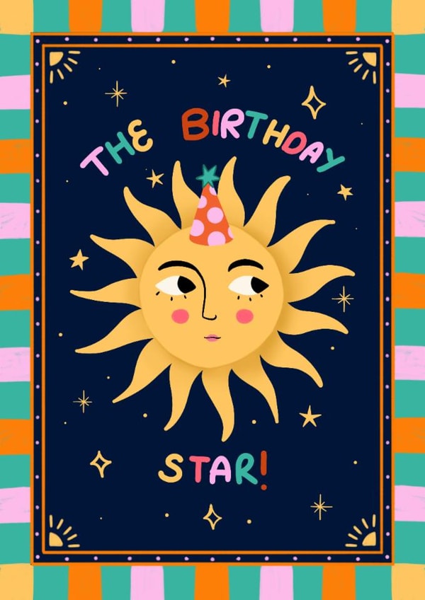 Arty Birthday Card - The Birthday Star! - Sun created by Kamiya Chirodian
