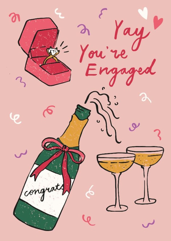 Classic Engagement Card - Champagne - Yay You're Engaged created by Embletree Designs