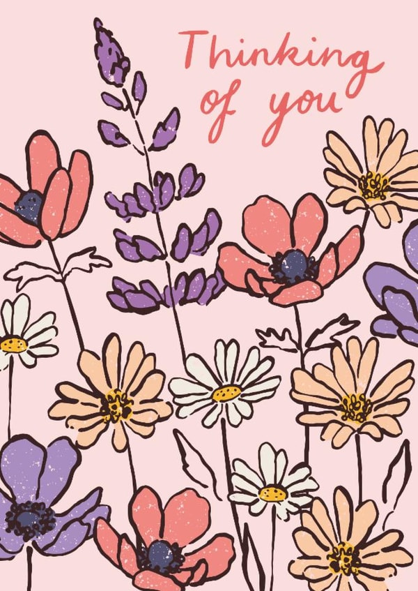 Pretty Sympathy/Thinking Of You Card - Pretty Flowers - Thinking Of You created by Embletree Designs