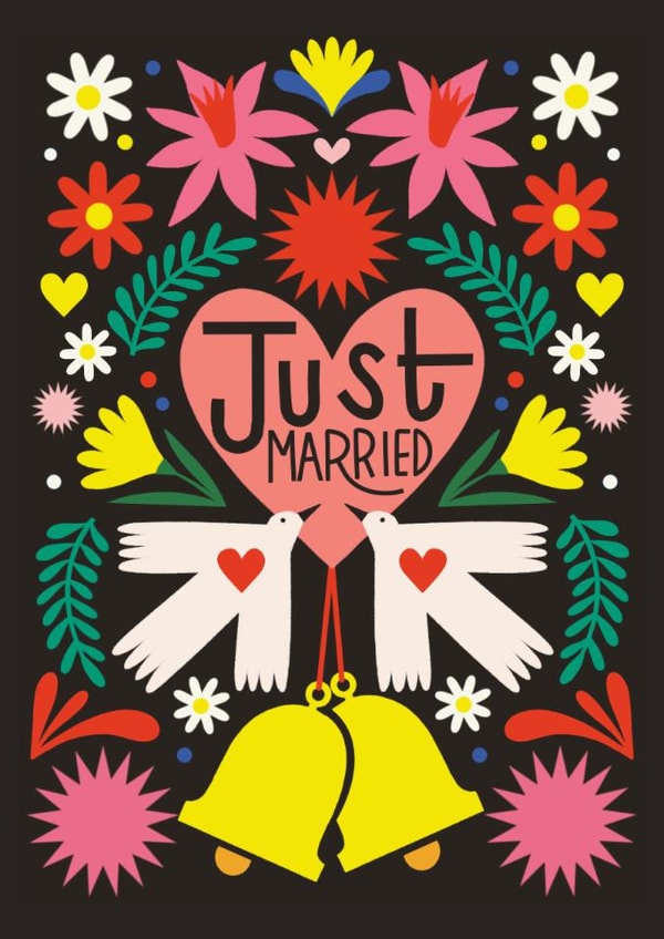 Just Married | Cute Wedding Card created by AbiGoLucky