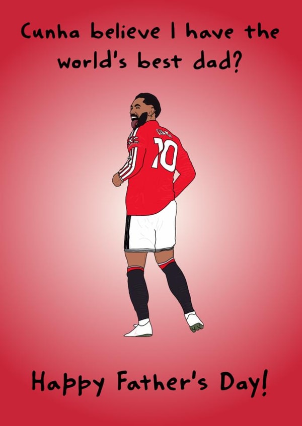 Manchester United Father’s Day Card featuring Matheus Cunha created by Wonky Sticker