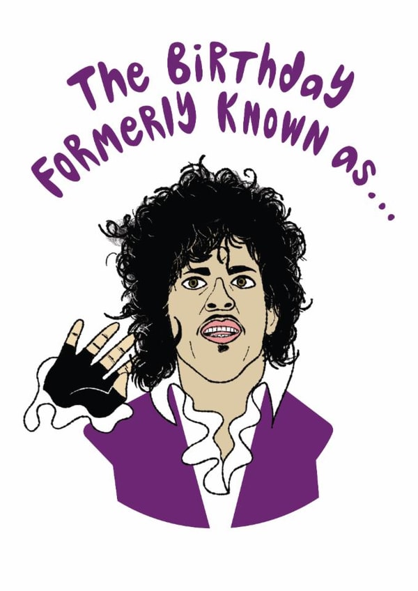 The Prince of Pop themed birthday card for the music lover in your life. created by @simonwelchillustration