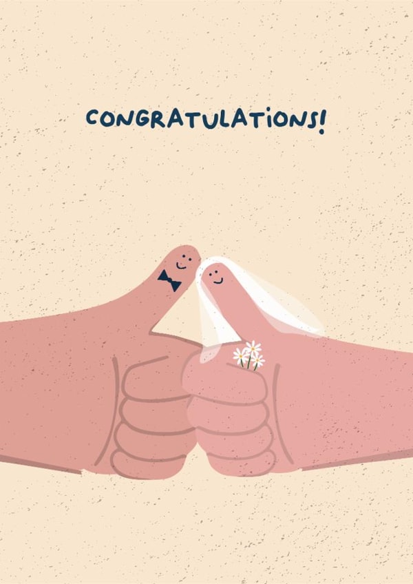 Cute Wedding Card - Thumbs - Thumbs Up created by PaperJam Print Co.