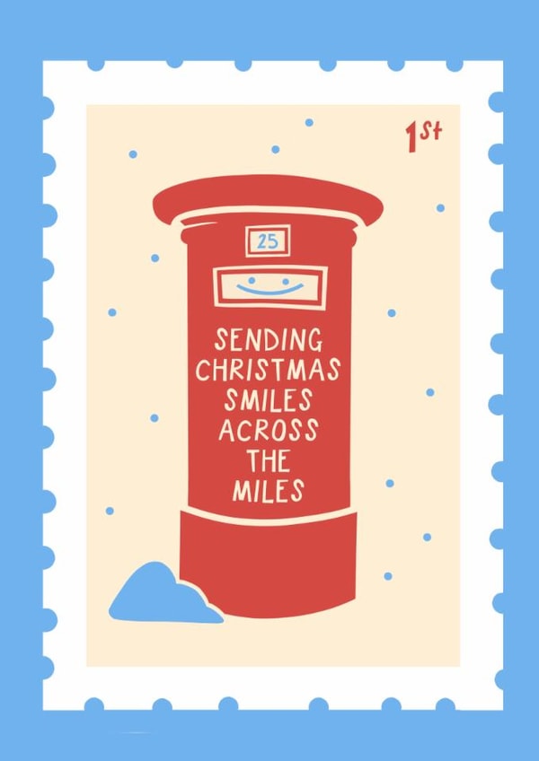 Cute Christmas Card - Sending Smiles Across The Miles - Postbox Stamp created by Running with Scissors