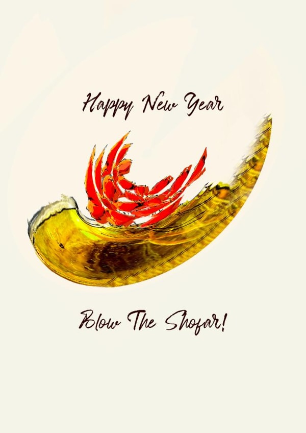 Classic New Year Card - Blow The Shofar - Jewish New Year created by David Bennett