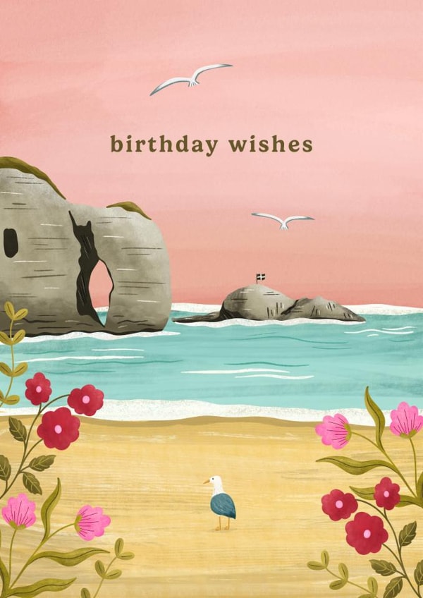 Classic Birthday Card - Beach Landscape - Sunset Seascape created by Abbie Imagine