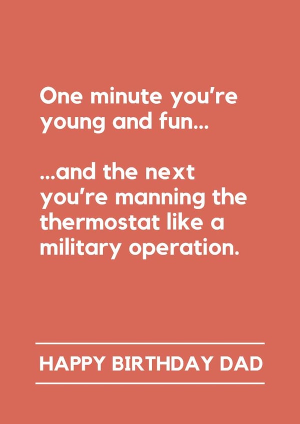 Funny Birthday Card for Dad – Central Heating and temperature control created by Lemonade Insight