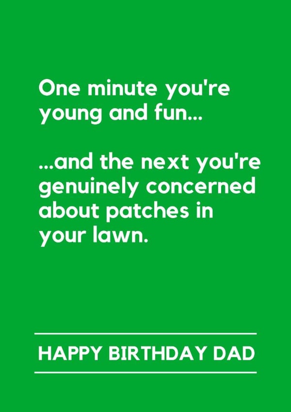 Funny Birthday Card - For Dad - Concerned About Patches In The Lawn created by Lemonade Insight