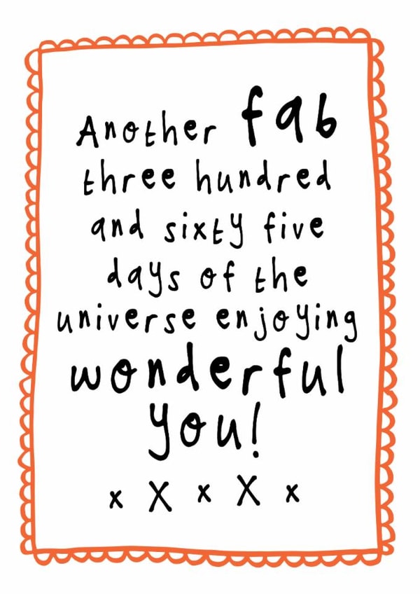 Heartfelt Birthday Card - 365 Days Of The Universe Enjoying You! - For Her created by Bow & Bell