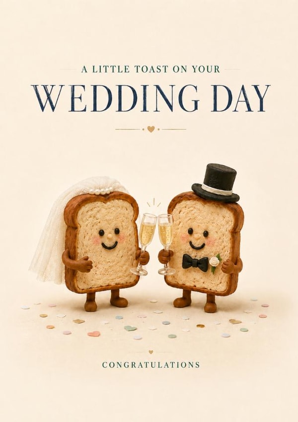 Cute Wedding Card For Newlyweds – A Little Toast On Your Wedding Day created by Bold Types by Robert