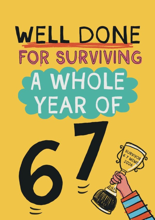 Funny Thank You Card - For Teacher - Surviving The 6 7 Trend created by Giddy Kipper