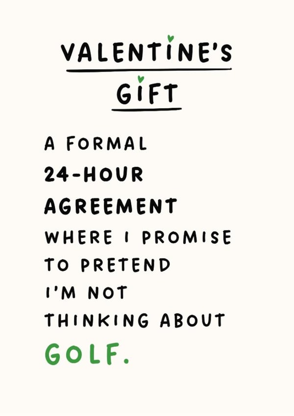 Funny Golf Valentine's Day Card - Sarcastic Husband or Boyfriend Card for Her created by Silly Billy