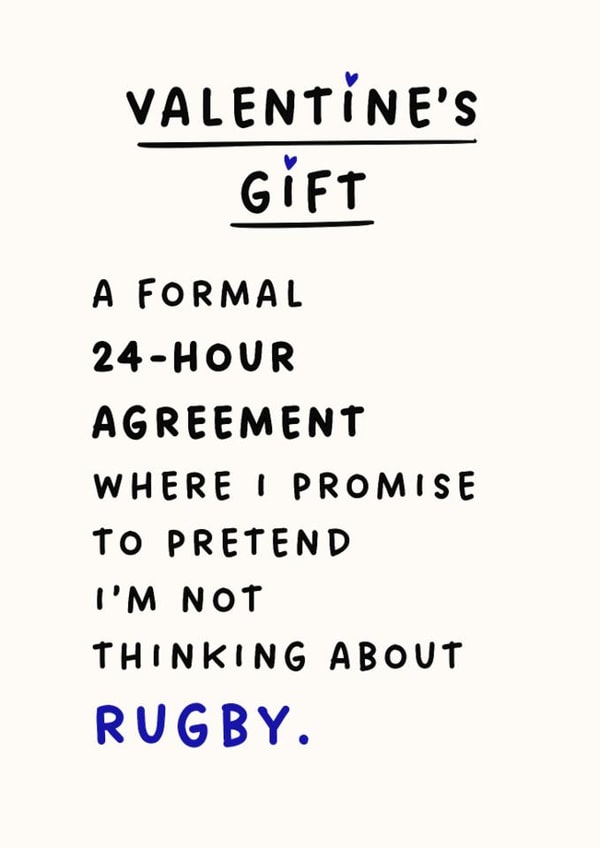 Funny Valentine's Card for Her - Cheeky Rugby Card for Girlfriend, Wife, Fiancée created by Silly Billy