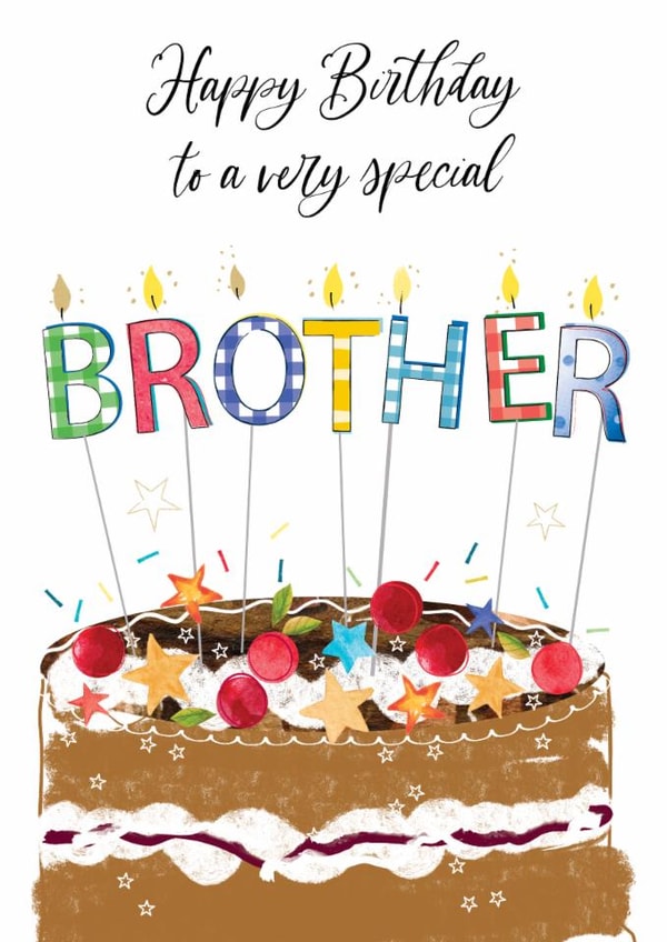 Traditional Birthday Card - Special Brother - Cake created by Katie Phythian Design