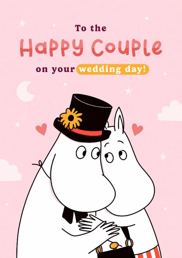 Cute Wedding Card - The Happy Couple - Moomin Pappa - Moomin Mamma created by Moomin Characters