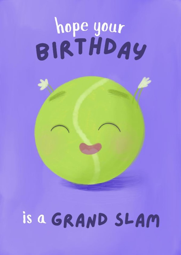Cute Tennis Birthday Card - Grand Slam - Tennis Ball created by Sian Moore Illustration