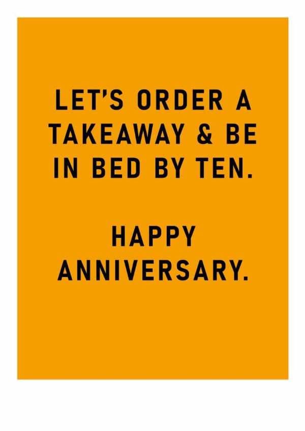 Funny Anniversary Card - A Takeaway And Bed By Ten created by Ohh Deer