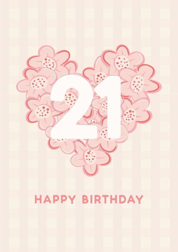 Pretty Birthday Card - 21st - Floral Heart created by Lyndsay Moon