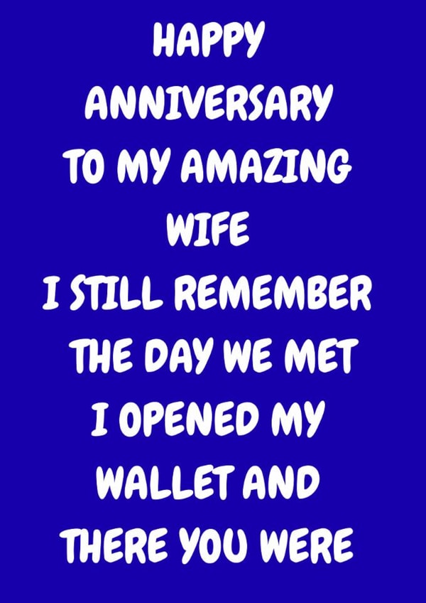 Funny Anniversary Card for Wife – I Opened My Wallet and There You Were created by The Awkward Card Company 