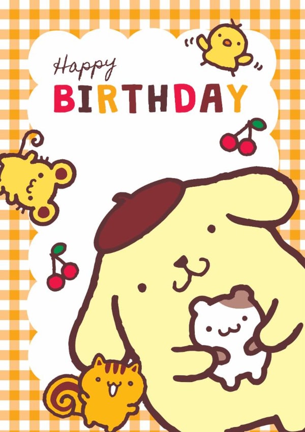 Pompompurin Sanrio Birthday Card – Cute Kids Birthday Card – Hello Kitty & Friends created by Danilo