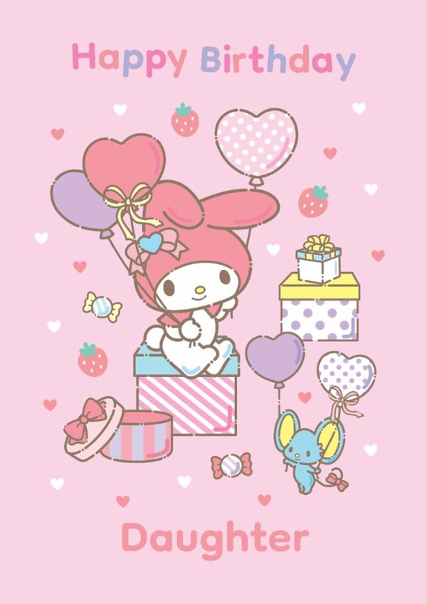 My Melody Sanrio Birthday Card – For Daughter – Cute Pink Birthday Card – Hello Kitty & Friends created by Danilo
