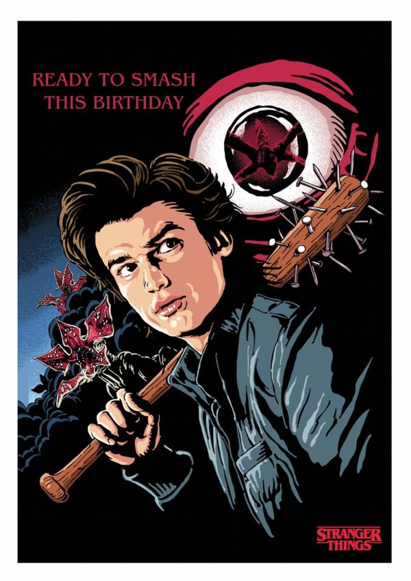 Stranger Things Birthday Card – Ready to Smash This Birthday – Steve Harrington Birthday Card created by Danilo