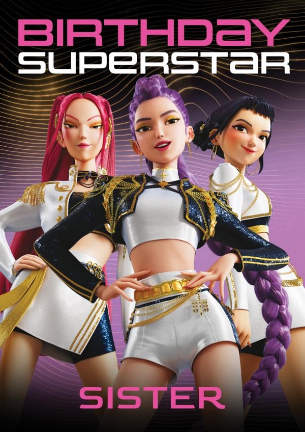 K-Pop Demon Hunters Birthday Card – Birthday Superstar – Fun Birthday Card for Sister created by Danilo