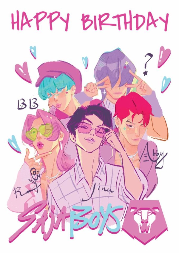 K-Pop Demon Hunters Saja Boys Birthday Card – K-Pop Fan Birthday Card created by Danilo